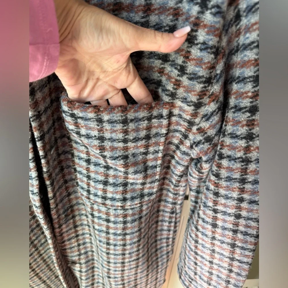 NWT GAP Plaid Unlined Wool Blend Shacket Jacket SZ L Brown Blue Gray Black - Picture 7 of 14